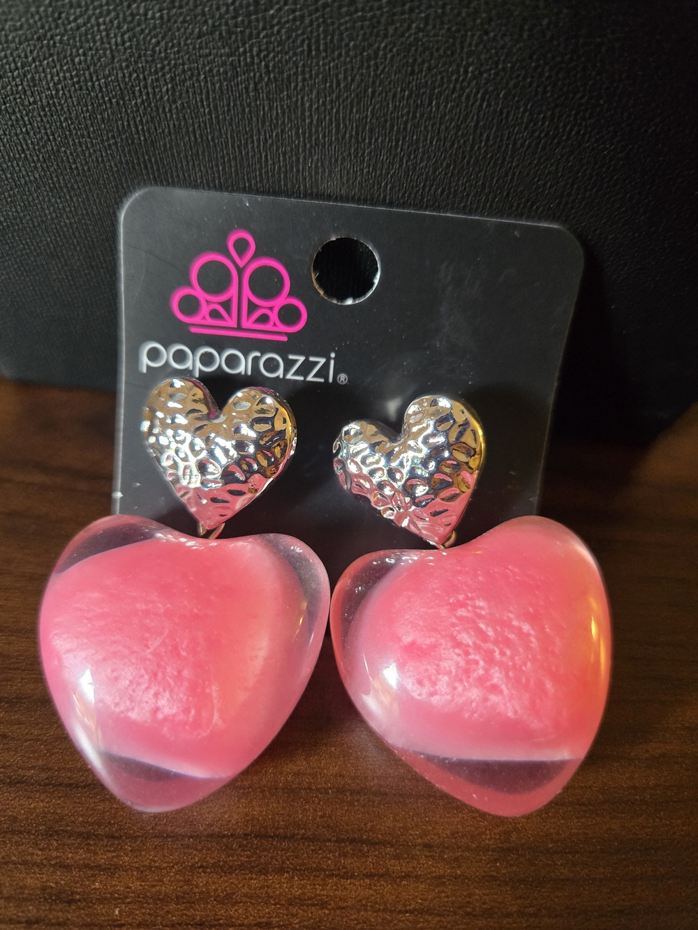 paparazzi Pink Heart Lucite Drop Earrings